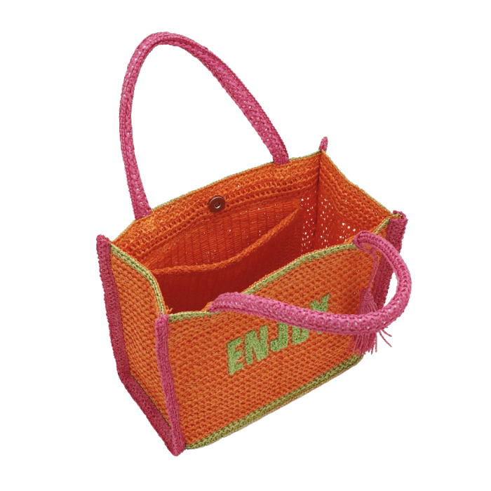 CAMOMILLA BORSA CITY CROCHET COLORFUL ARANCIONE