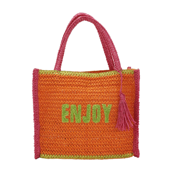 CAMOMILLA BORSA CITY CROCHET COLORFUL ARANCIONE
