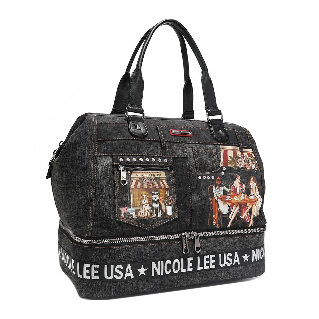 Nicole Lee Denim Sisters Secret Weekender borsa da viaggio doppio scomparto