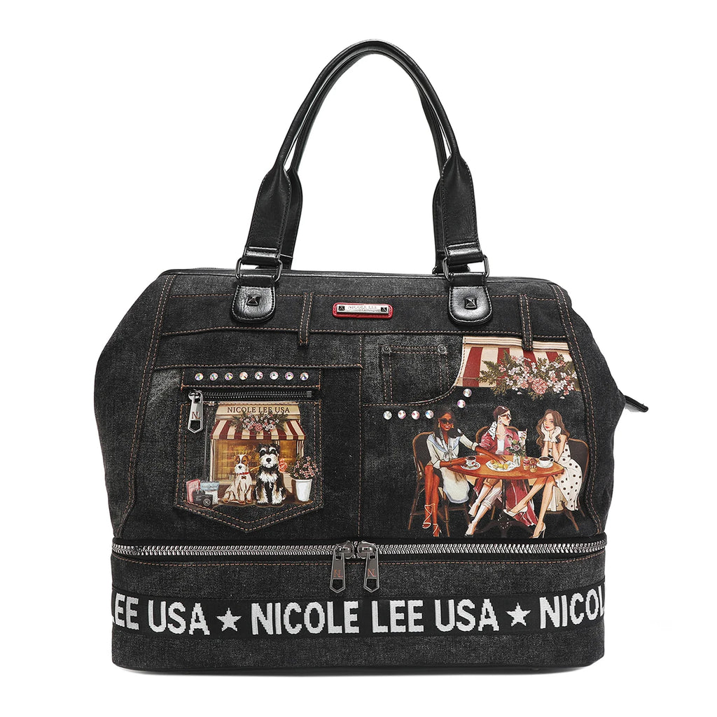 Nicole Lee Denim Sisters Secret Weekender borsa da viaggio doppio scomparto