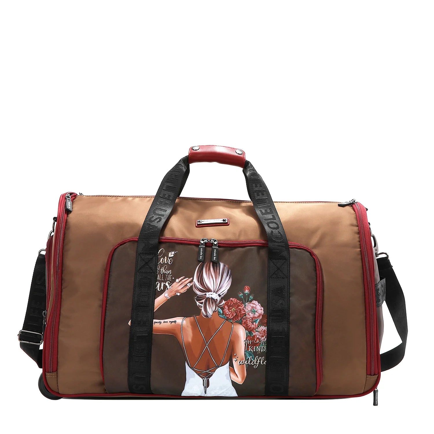 Nicole Lee Nylon Rolling Duffel Bag trolley da viaggio pieghevole