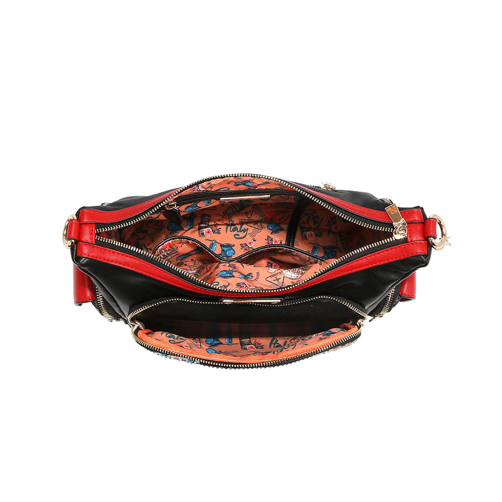 Nicole Lee Martha Travels Italy Multy Pocket Shoulder Bag a spalla