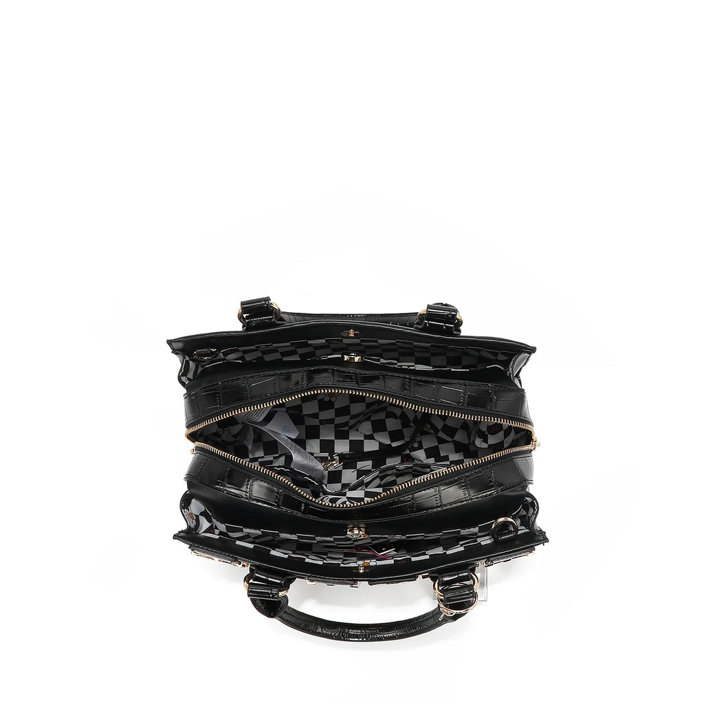 Nicole Lee Calista Satchel borsa a mano Nera effetto cocco