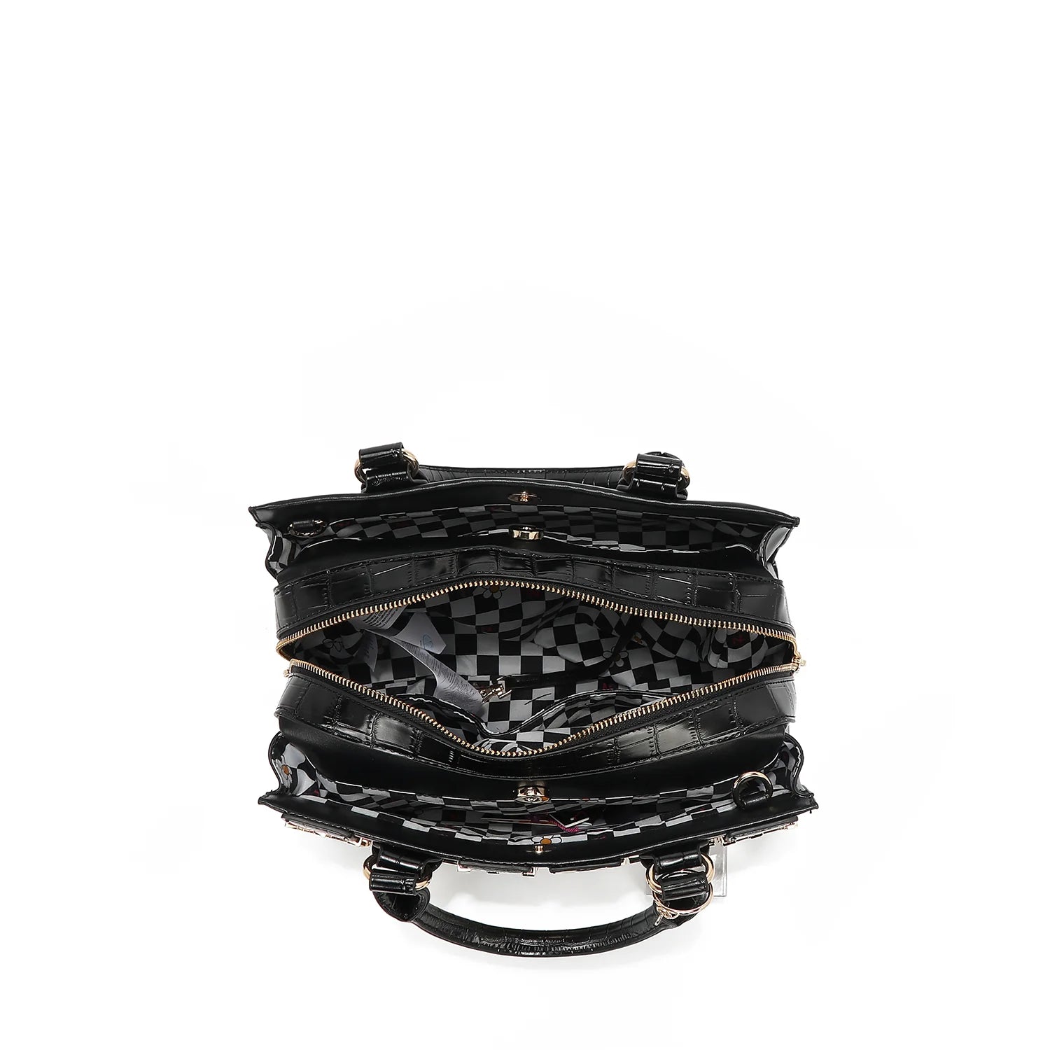 Nicole Lee Calista Satchel borsa a mano Nera effetto cocco