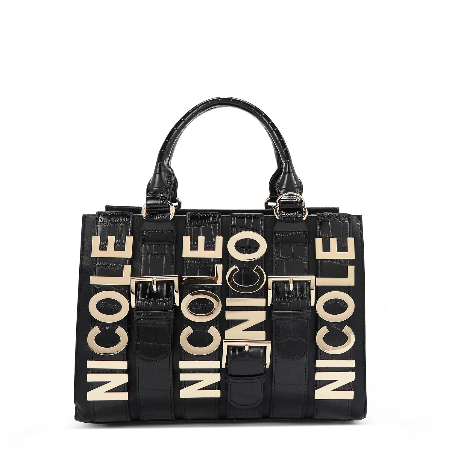 Nicole Lee Calista Satchel borsa a mano Nera effetto cocco