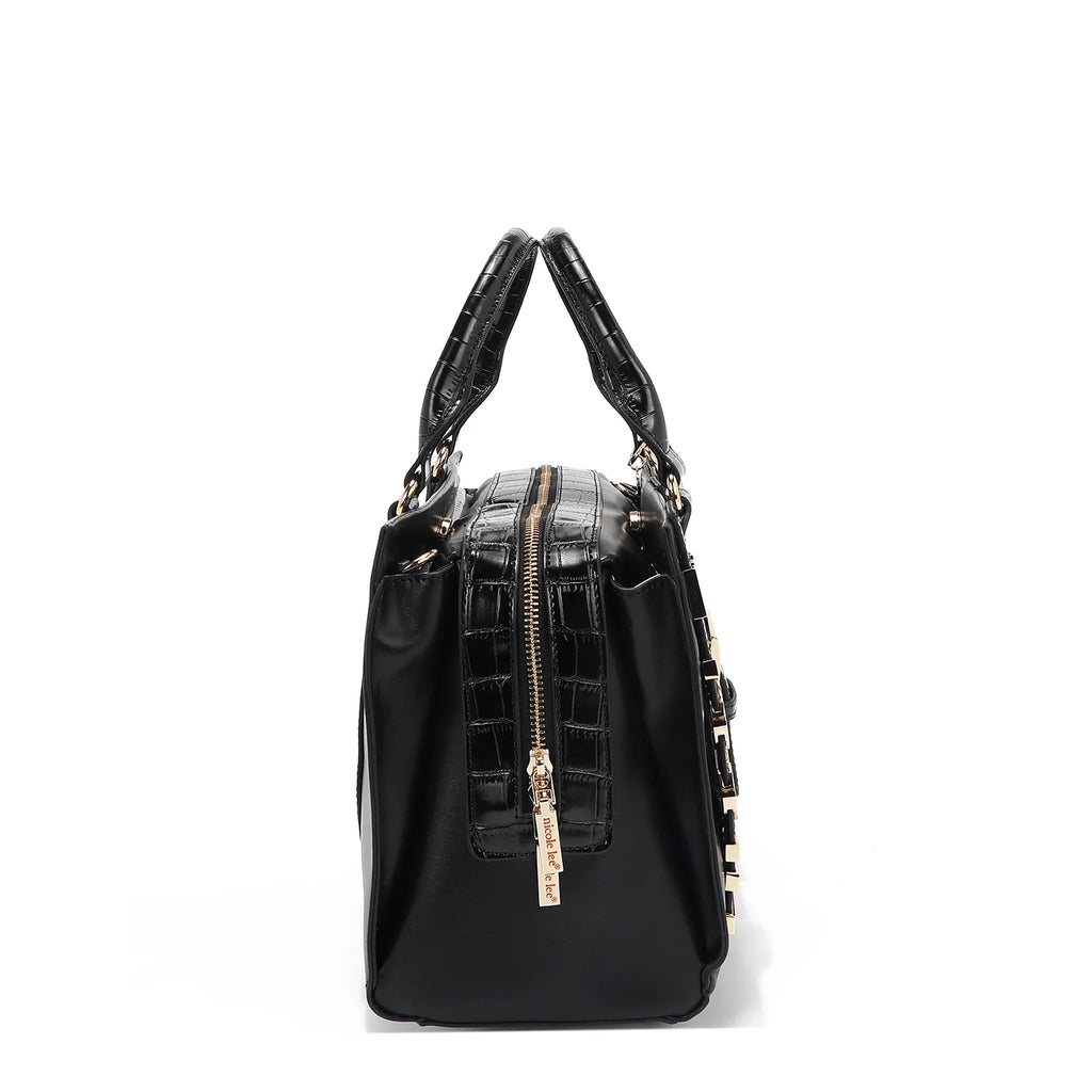 Nicole Lee Calista Satchel borsa a mano Nera effetto cocco