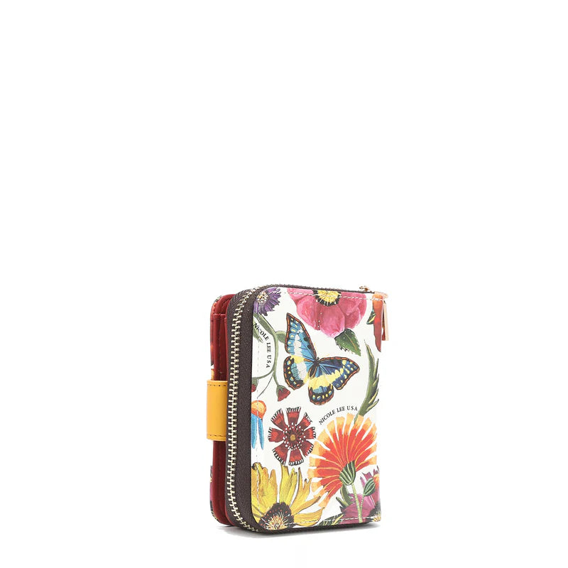 NICOLE LEE PORTAFOGLIO BUTTER FLOWER WHITE