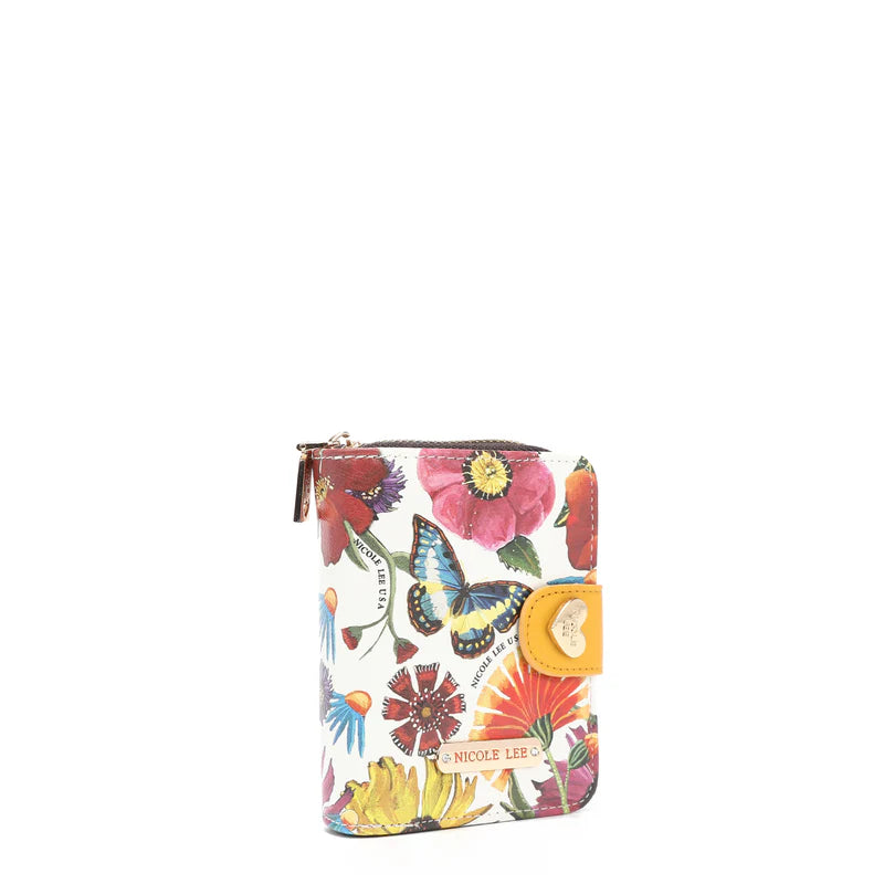NICOLE LEE PORTAFOGLIO BUTTER FLOWER WHITE
