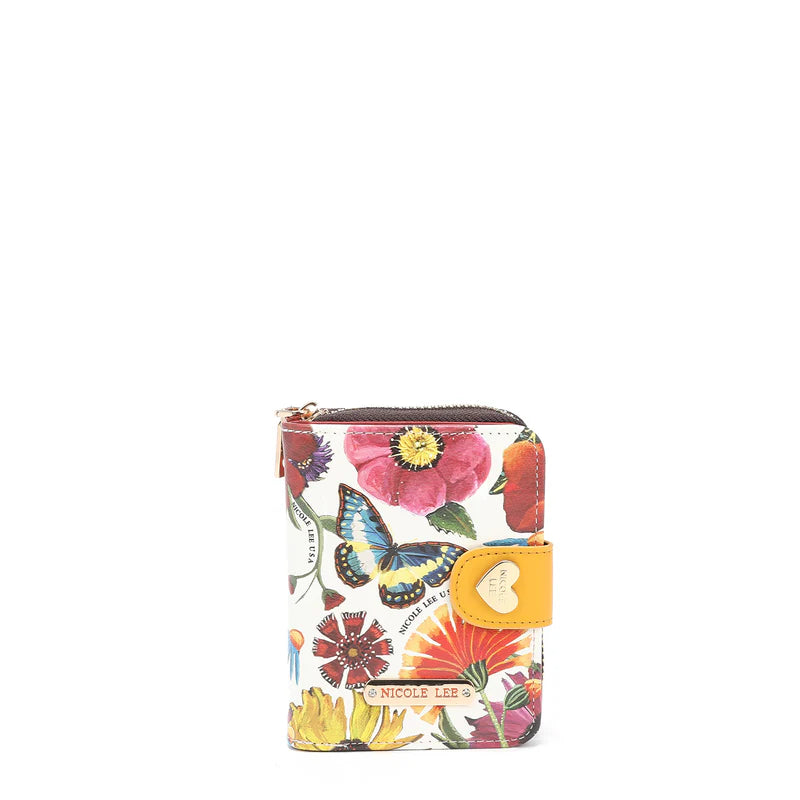 NICOLE LEE PORTAFOGLIO BUTTER FLOWER WHITE