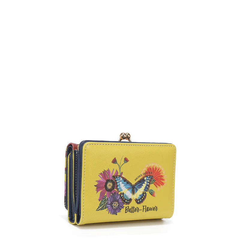 NICOLE LEE PORTAFOGLIO BUTTER FLOWER MUSTARD CON BLOCCO RFID