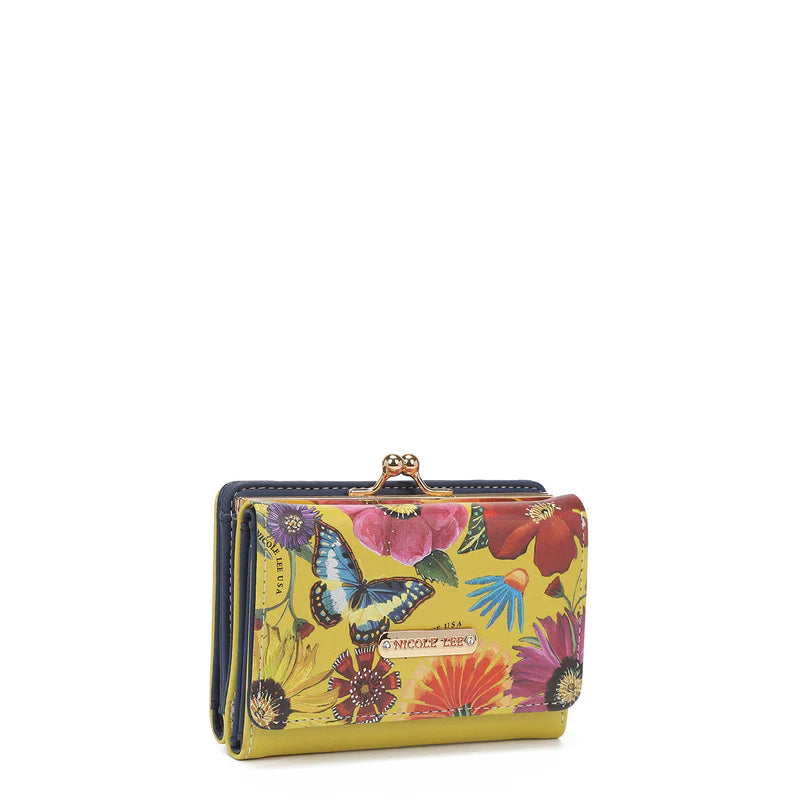 NICOLE LEE PORTAFOGLIO BUTTER FLOWER MUSTARD CON BLOCCO RFID