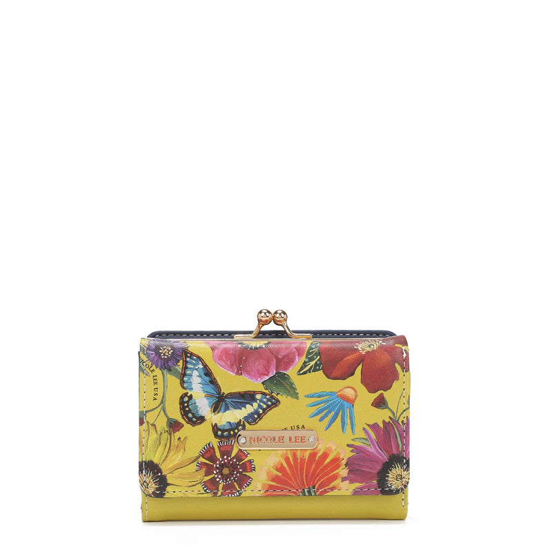 NICOLE LEE PORTAFOGLIO BUTTER FLOWER MUSTARD CON BLOCCO RFID