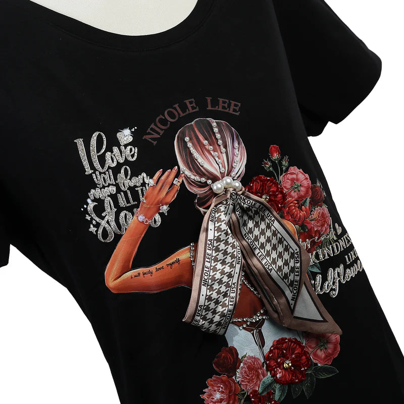 NICOLE LEE TSHIRìT BLINDE DATE M NERA