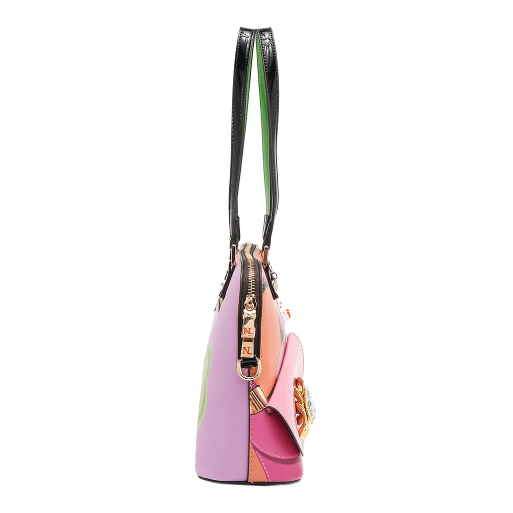 Nicole Lee Violet Blossom Dome Shoulder Bag